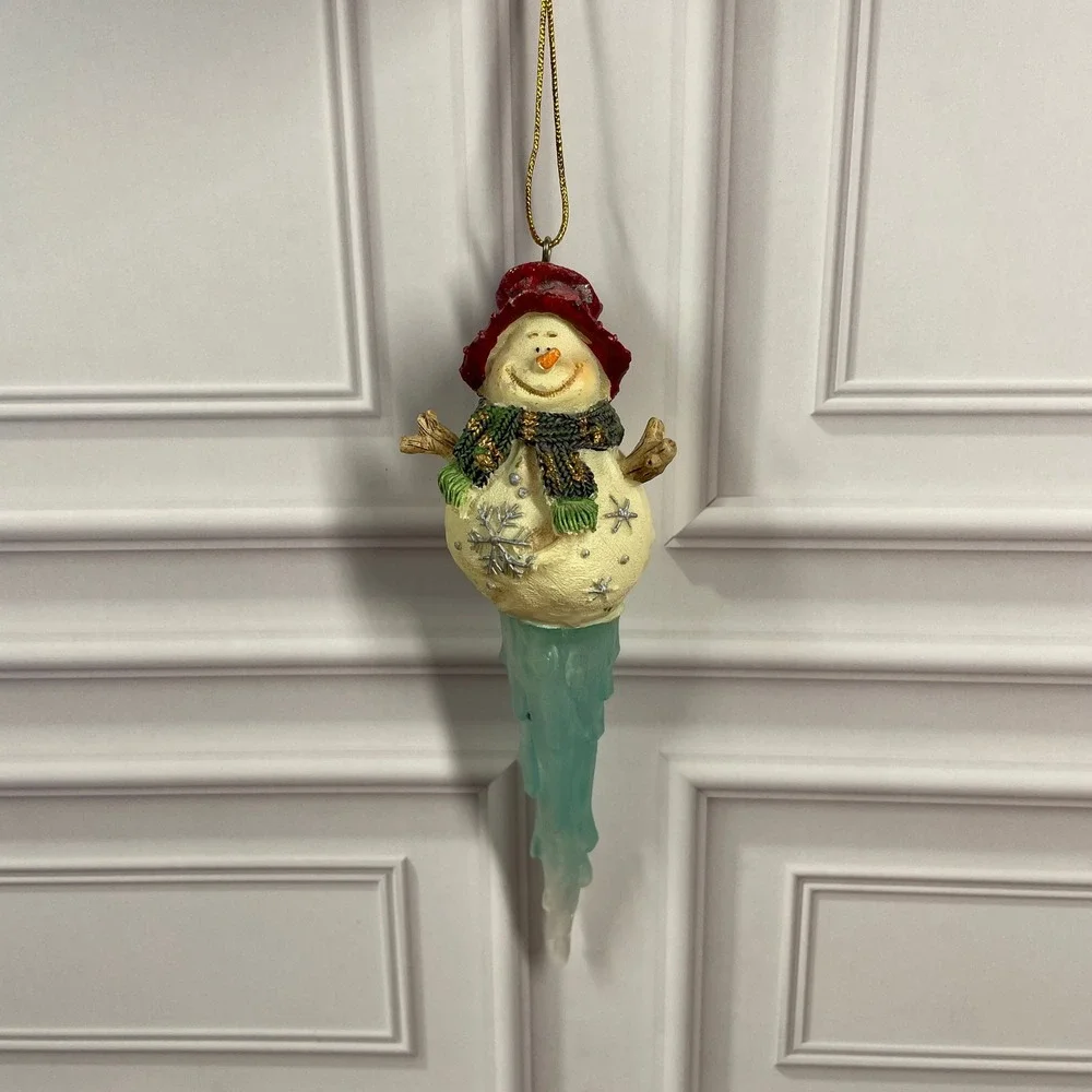 Christmas Tree Ornaments Set of 2 Melting Snowman and Sleigh Festive Decoration‎